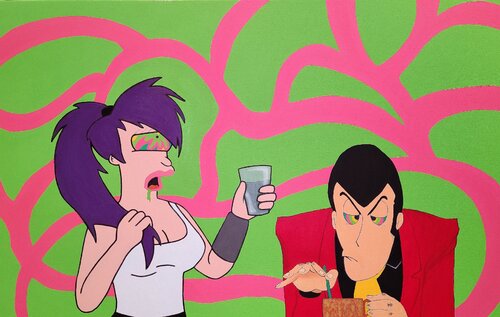 Ayahuasca time - PsyLeila and Master Lupin III by Luigi Monti, Painting for Sale on Singulart