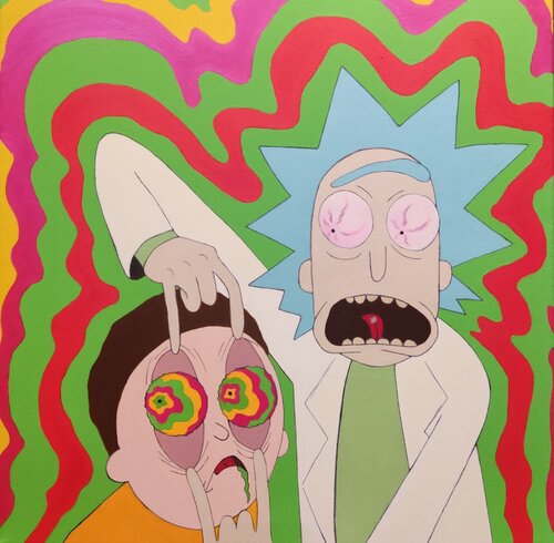 Rick and Morty Psy companions van Luigi Monti, Schilderij te koop op Singulart