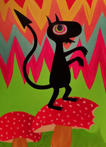 Psy Luci on magik fungus di Luigi Monti, Pittura in vendita su Singulart