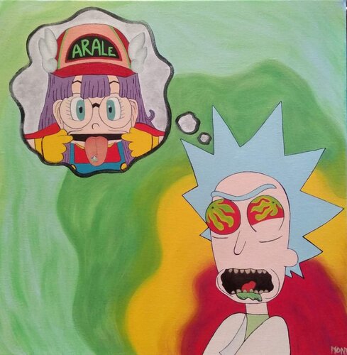 Rick thinking trip Arale van Luigi Monti, Schilderij te koop op Singulart