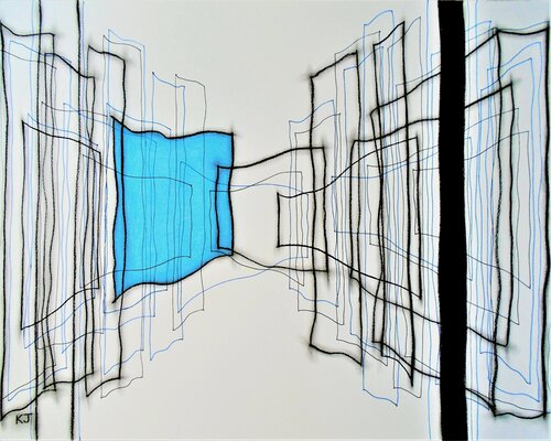 Blue Square and Black Vertical par Kevin Jones, Œuvre sur papier en vente sur Singulart