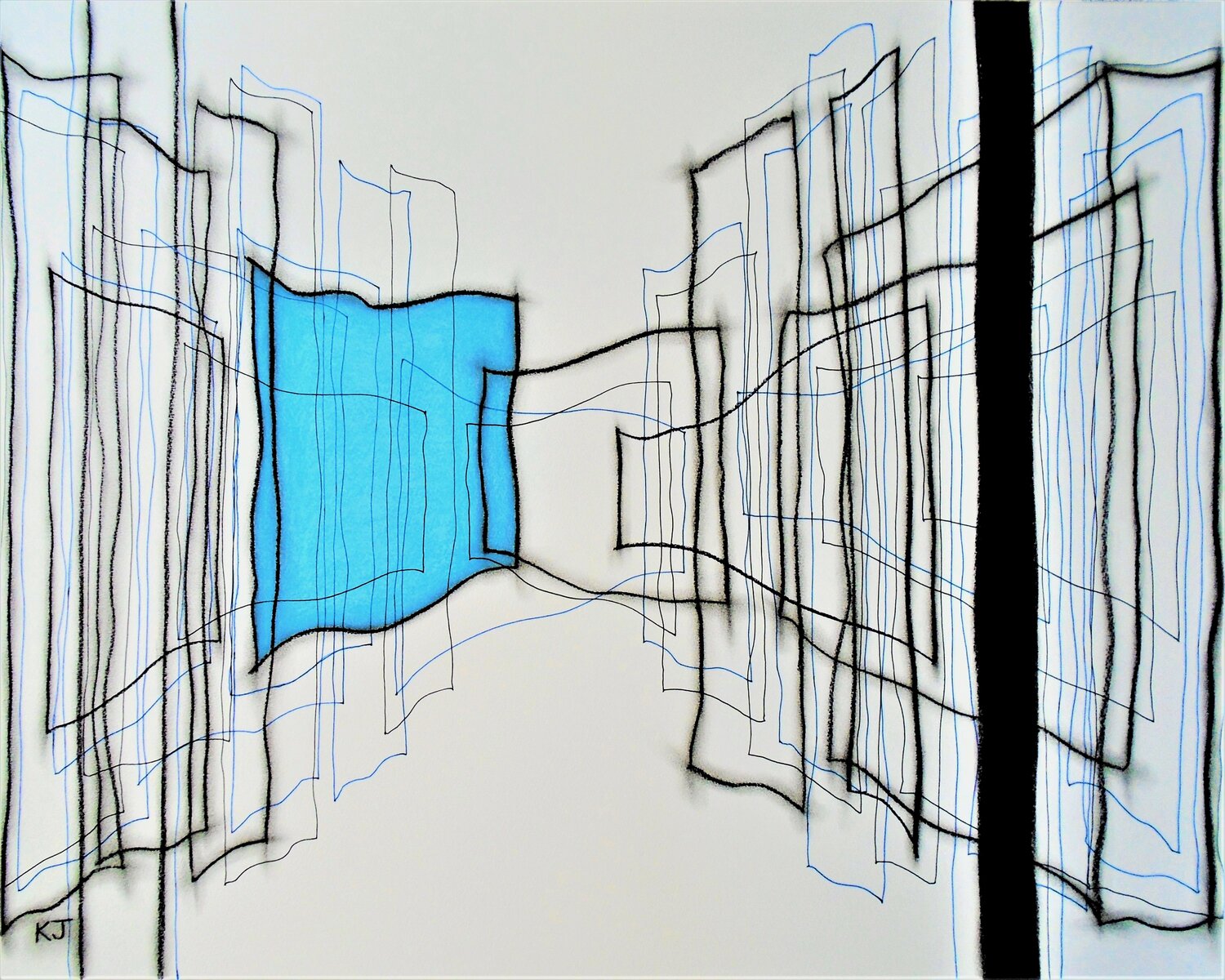 Blue Square and Black Vertical Kevin Jones