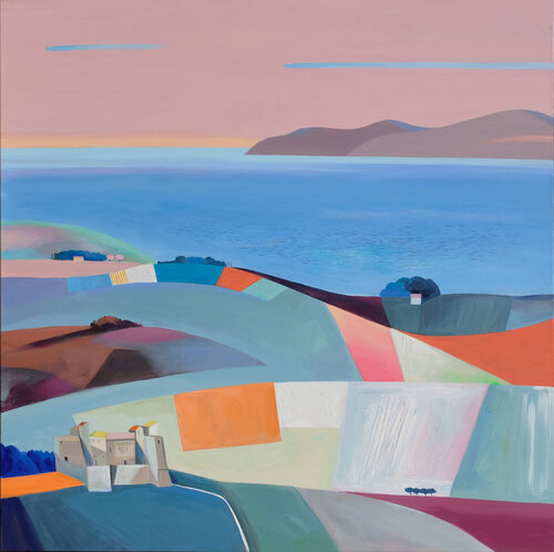 Sweet Hills ,Sea and Castles . Italy ,in the middle , of course. by cinzia battistel, 회화 for Sale on Singulart