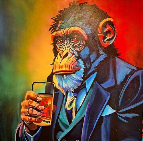 Ice with double whiskey van Marcell Dergecz, Schilderij te koop op Singulart