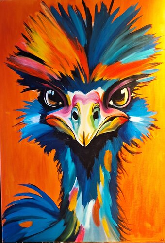 Ostrich Panic di Marcell Dergecz, Pittura in vendita su Singulart