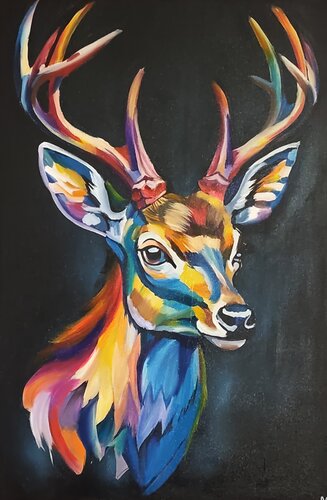 The pretty Deer di Marcell Dergecz, Pittura in vendita su Singulart