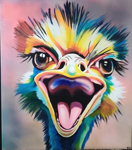 The Crazy Ostrich di Marcell Dergecz, Pittura in vendita su Singulart