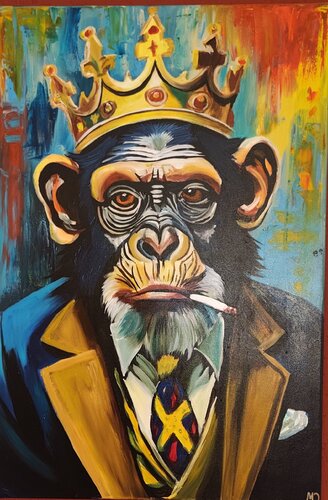 The King of Monkeys di Marcell Dergecz, Pittura in vendita su Singulart