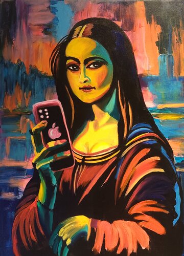 The Modern Lisa di Marcell Dergecz, Pittura in vendita su Singulart