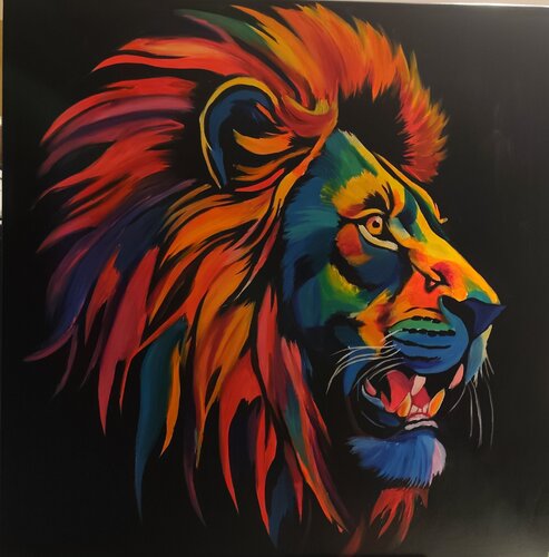 The big  Abstract Lion di Marcell Dergecz, Pittura in vendita su Singulart