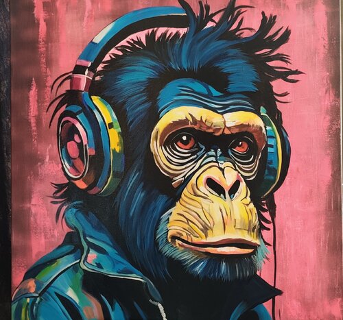 "The Dj Ape" by Marcell Dergecz, Painting for Sale on Singulart