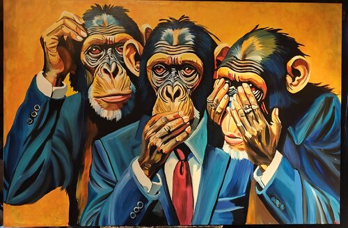 "The Tree Wise Monkey" van Marcell Dergecz, Schilderij te koop op Singulart