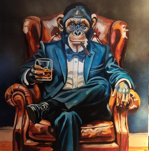 "Gentleman of the Lounge" di Marcell Dergecz, Pittura in vendita su Singulart