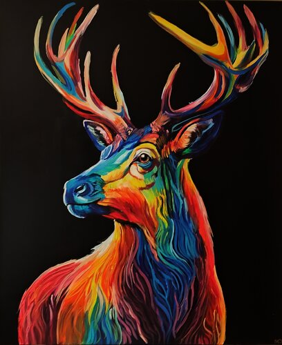 "Luminous Stag" by Marcell Dergecz, Painting for Sale on Singulart