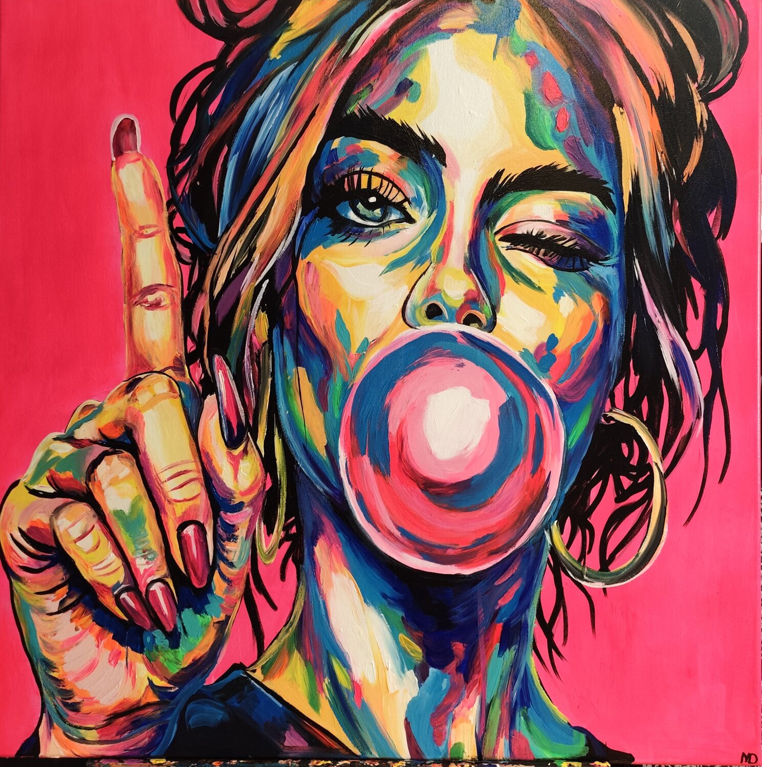 "Wink & Chaos" Marcell Dergecz Original painting for sale