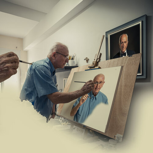 Painter Painting a Painter par Dov Fuchs, Digital en vente sur Singulart