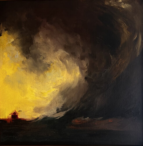 Chaptel under the storm van Claudie Baran, Schilderij te koop op Singulart