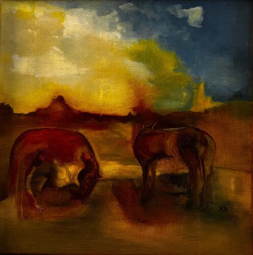 Slow Horses van Claudie Baran, Schilderij te koop op Singulart
