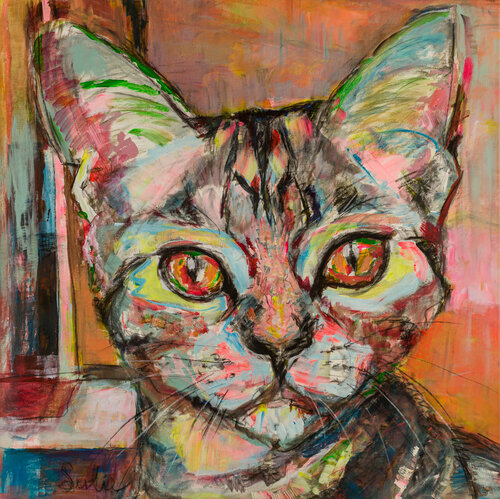Kattenliefde par Liesbeth Serlie, Peinture en vente sur Singulart