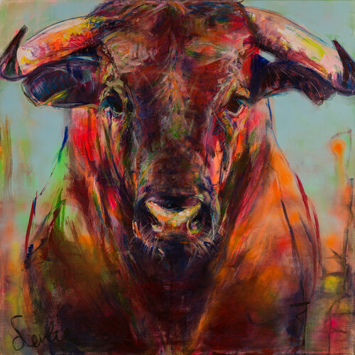 Stier, een portret von Liesbeth Serlie, Malerei kaufen auf Singulart