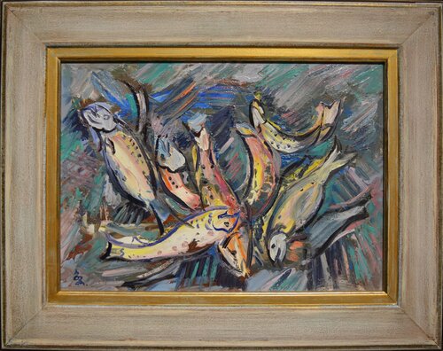 Dancing trout van Badri Pachuliia, Schilderij te koop op Singulart