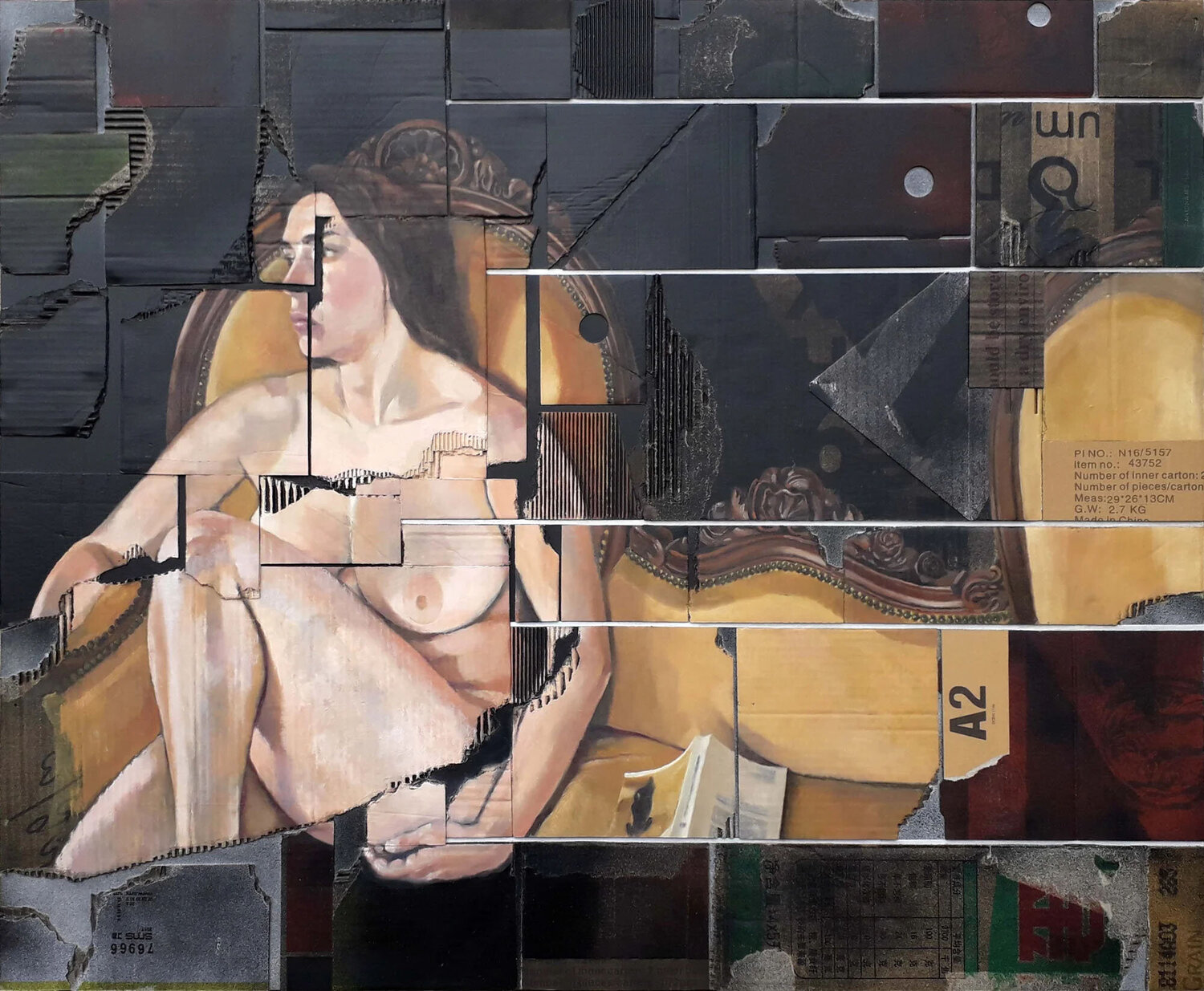 NU A LA BANQUETTE Christian JOUANDON Original painting for sale