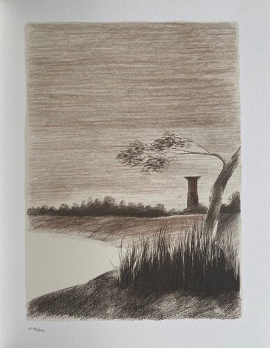 Un barrage avec château d'eau von Pierre Skira, Druck kaufen auf Singulart