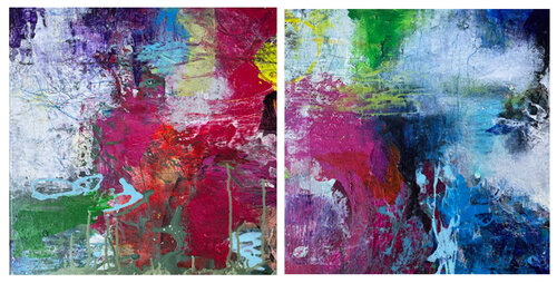 Spaziergang  /Diptych (2 panels, each 40 x 40 cm) van Toni Nohe, Schilderij te koop op Singulart