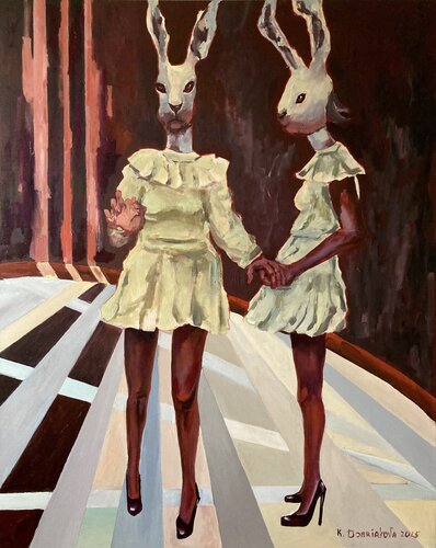 Wir halten durch van Kseniia Dobriakova, Schilderij te koop op Singulart