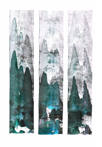 Montagnes émeraude Triptyque di Aurore Poncet, Pittura in vendita su Singulart