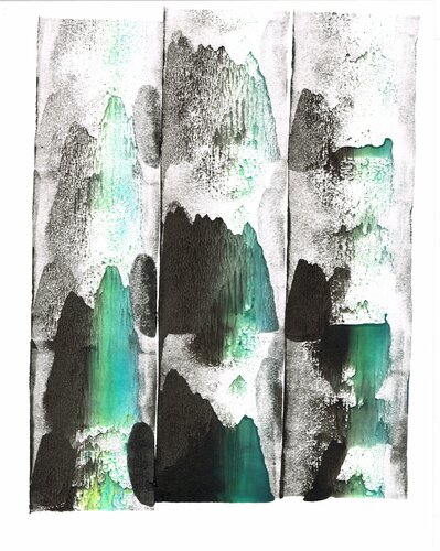 Montagnes vert eau. di Aurore Poncet, Pittura in vendita su Singulart