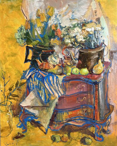 Un moment de lumière jaune di Olena Vaskiv, Pittura in vendita su Singulart