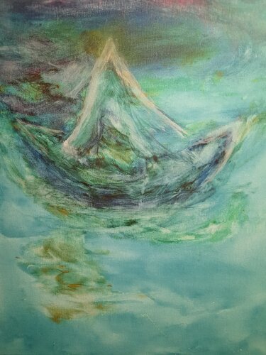 Schiff im Regen von Cornelia Wilke-Leptin, Malerei kaufen auf Singulart