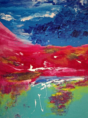 Möwenflug (Farbmitte 2magenta Farben, kein rot) di Cornelia Wilke-Leptin, Pittura in vendita su Singulart