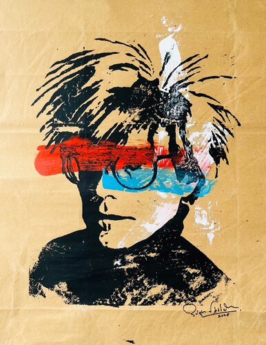 Portrait of Andy Warhol – "The Godfather of Pop" van Indika Wijewardana, Schilderij te koop op Singulart