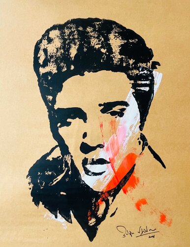 Portrait of Elvis Presley – "Electric Soul on Paper" von Indika Wijewardana, Malerei kaufen auf Singulart
