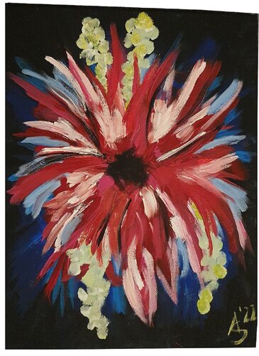 Dahlie - ein Feuerwerk van Annett Siefert-Tauber, Schilderij te koop op Singulart