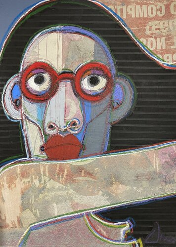 CON GLI OCCHIALI ROSSI van Cino Angioni, Schilderij te koop op Singulart