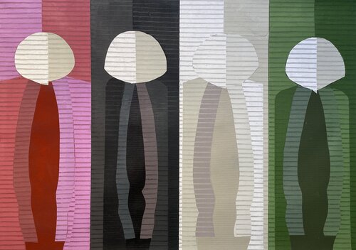 QUATTRO CANI PER STRADA di Cino Angioni, Pittura in vendita su Singulart