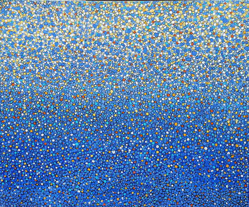 Agglomeration von Blau nach Gelb di Friedhard Meyer, Pittura in vendita su Singulart
