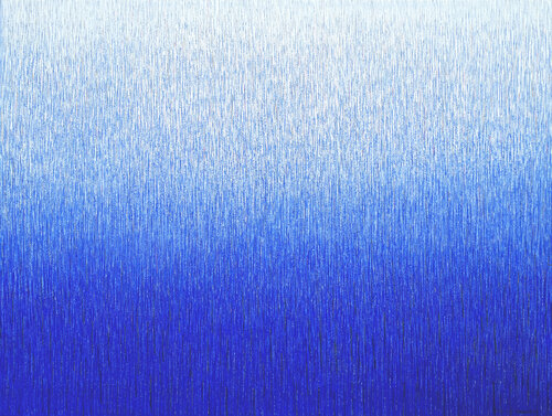 Ein Diptychon aus Farbzone Ultramarin 11 und 12---> 240 x 160 cm by Friedhard Meyer, 絵画 for Sale on Singulart