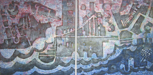 Haus am Fluß di Friedhard Meyer, Pittura in vendita su Singulart