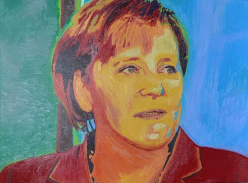 Angela Dorothea Merkel_öl auf Leinwand _100x135.5 cm van johannes lehner, Schilderij te koop op Singulart
