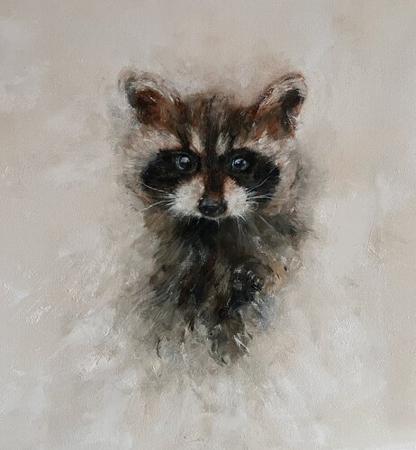 Waschbär-Baby von Petra Wetzig, Malerei kaufen auf Singulart