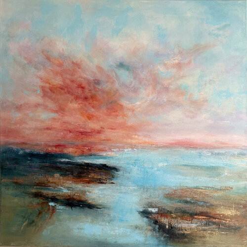 Between Blaze & Blue von Petra Wetzig, Malerei kaufen auf Singulart