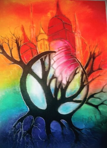 Wurzeln im lebenskreis von Sylvia Lessig, Malerei kaufen auf Singulart