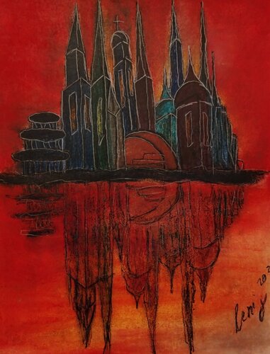 Spiegelstadt von Sylvia Lessig, Malerei kaufen auf Singulart