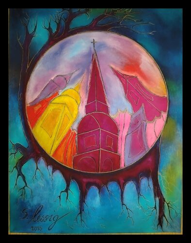 Erd Stadt Vision von Sylvia Lessig, Malerei kaufen auf Singulart