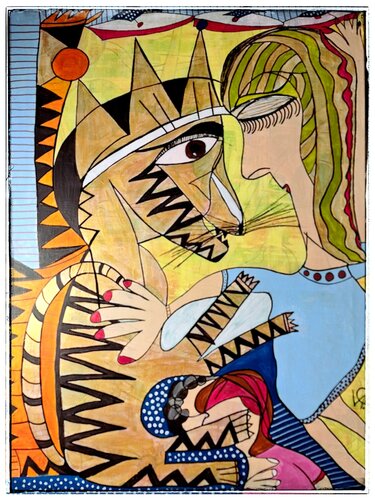 Der Tiger mit dem großen Herzen van Carola Weber, Schilderij te koop op Singulart