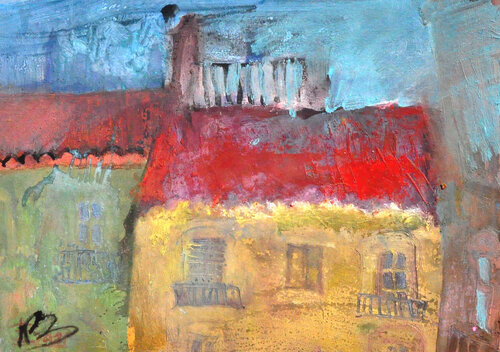 Yellow house by Natalia Basil, Painting for Sale on Singulart